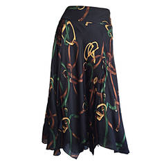 1990s Vintage Ralph Lauren Blue Label Silk Equestrian Horsebit Skirt 3