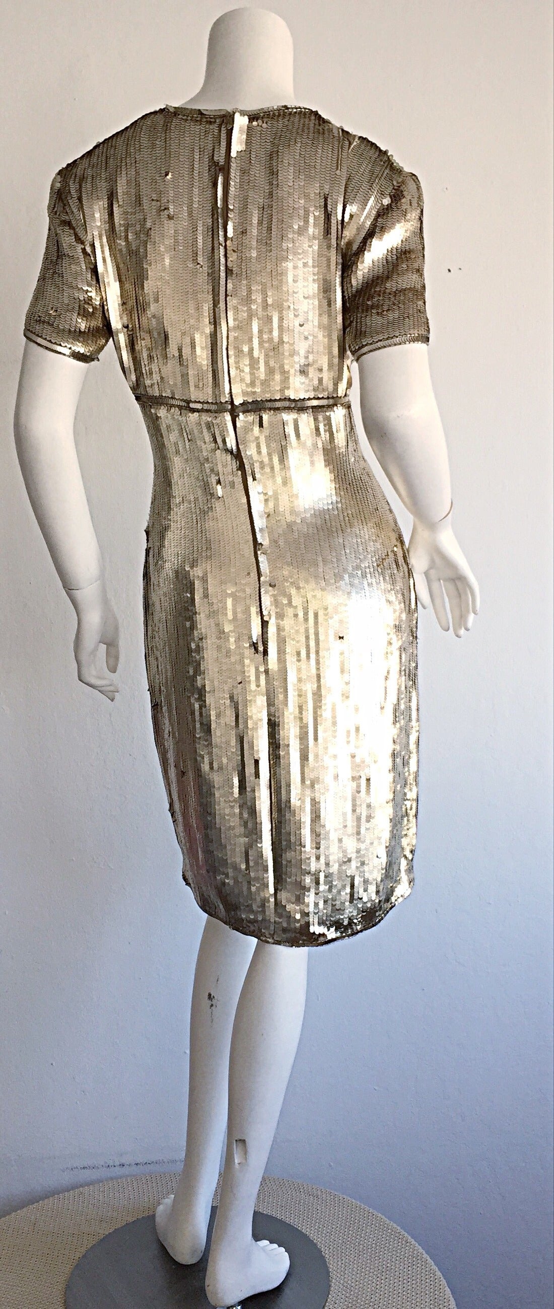 Stunning Vintage Calvin Klein Gold Sequin Cocktail Dress at 1stDibs calvin klein gold sequin dress
