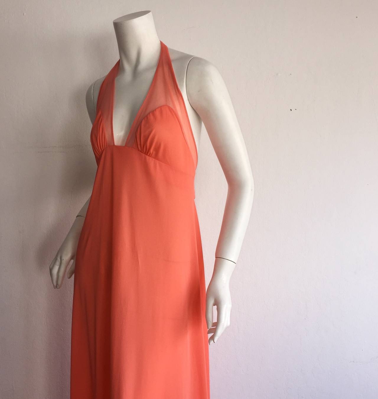 Sexy Vintage Christian Dior Coral Maxi Dress Nightgown Miss Dior