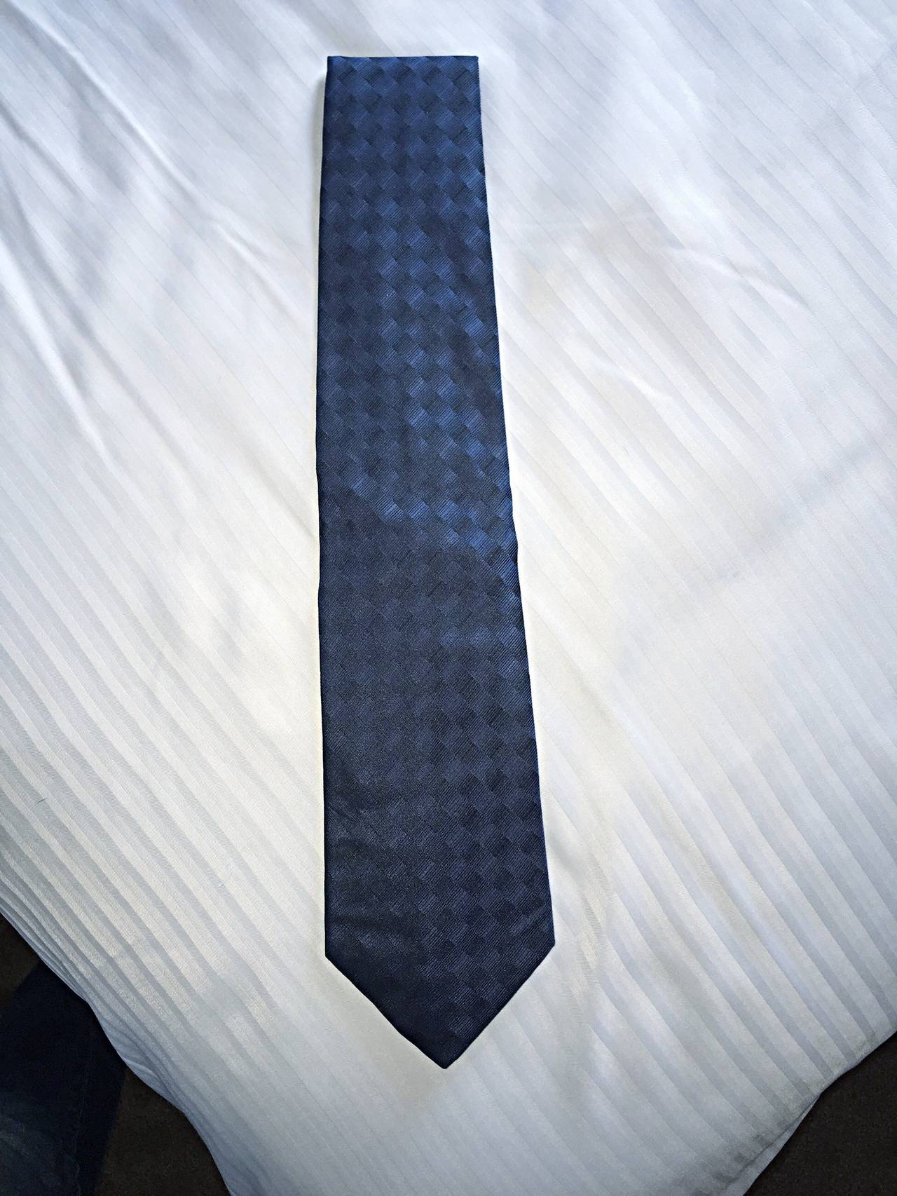 Handsome brand new Givenchy by Ricardo Tisci navy blue checkered tie! The perfect Father's Day gift, this tie features navy blue and black checks, with a slight sheen. 100% silk. Made in Italy. Brand new condition.