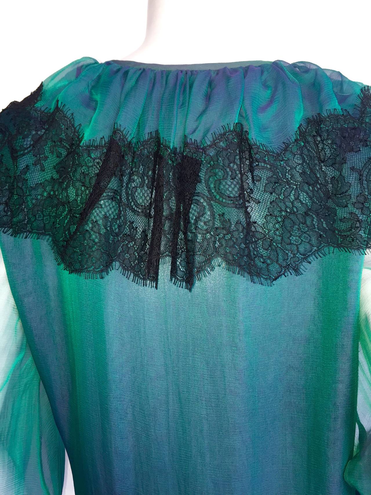 Beautiful Vintage Liancarlo / Neiman Marcus Silk Victorian Poet's Blouse + Lace 3