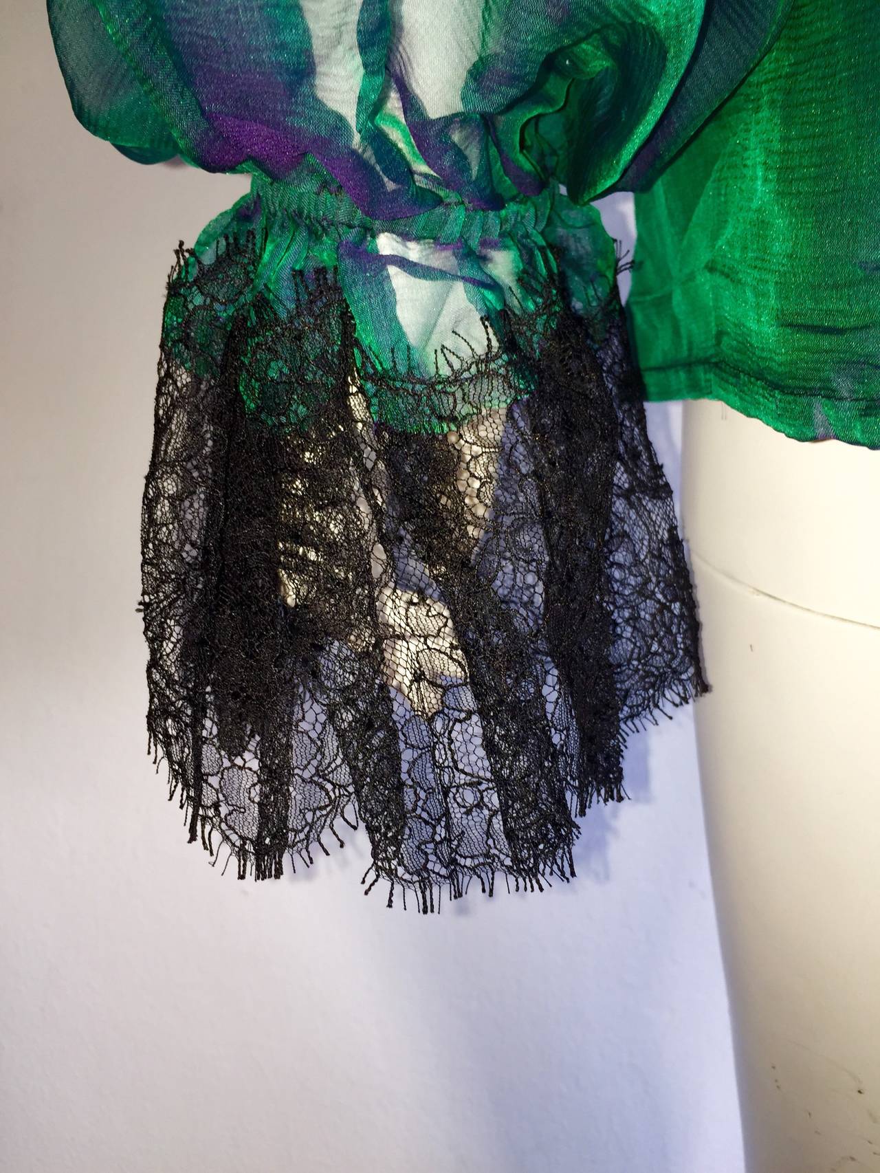 Beautiful Vintage Liancarlo / Neiman Marcus Silk Victorian Poet's Blouse + Lace 4