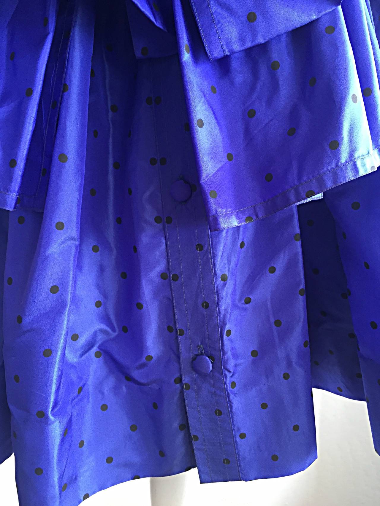 Incredible Vintage Angelo Tarlazzi Paris Royal Blue Polka Dot Avant Garde Dress For Sale 3