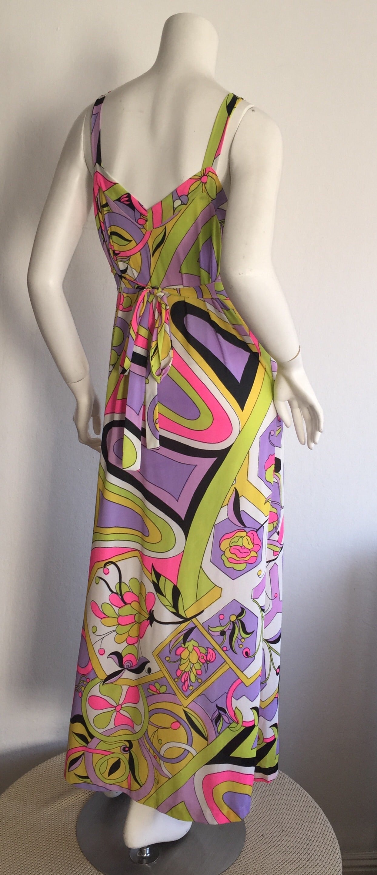 Amazing 1970s Vintage Leonora Psychedelic Colorful Wrap Maxi Dress at ...