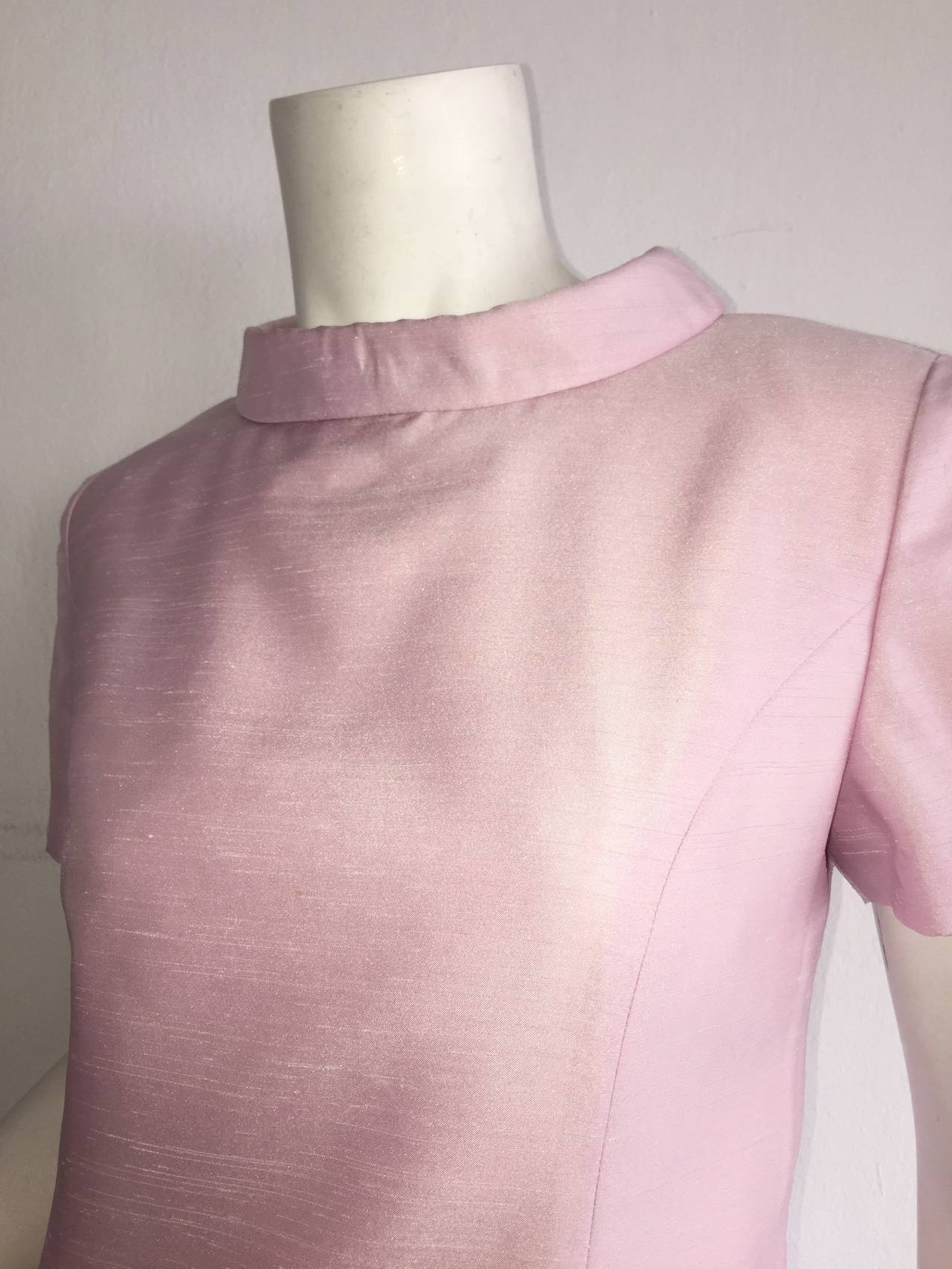 Vintage Courreges Light Pink Silk Jackie O Pillbox E Age Dress Vintage Courreges Light Pink Silk Jackie O Pillbox E Age Dress In Excellent Condition For