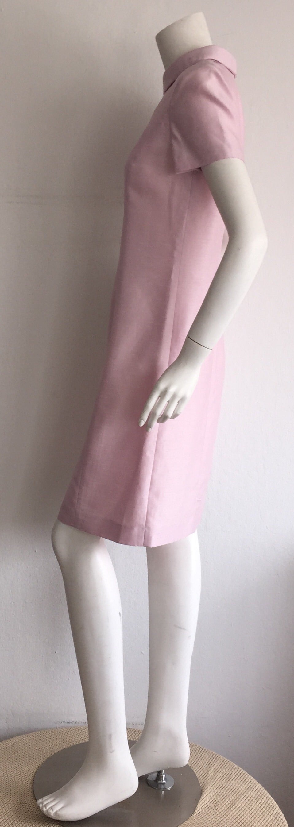 Women's Vintage Courreges Light Pink Silk Jackie O Pillbox Space Age Dress