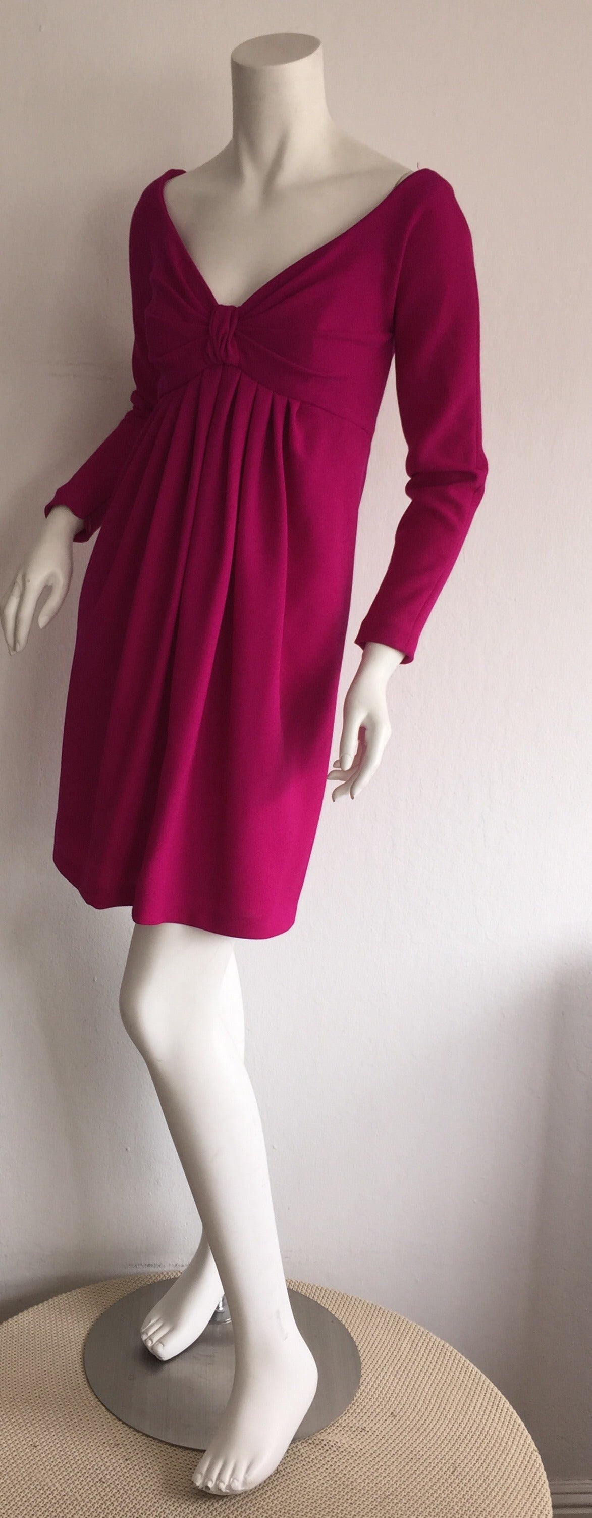 Vintage Carolyne Roehm Neiman Marcus Fuchsia Pink Babydoll Cocktail Dress In Excellent Condition In San Diego, CA