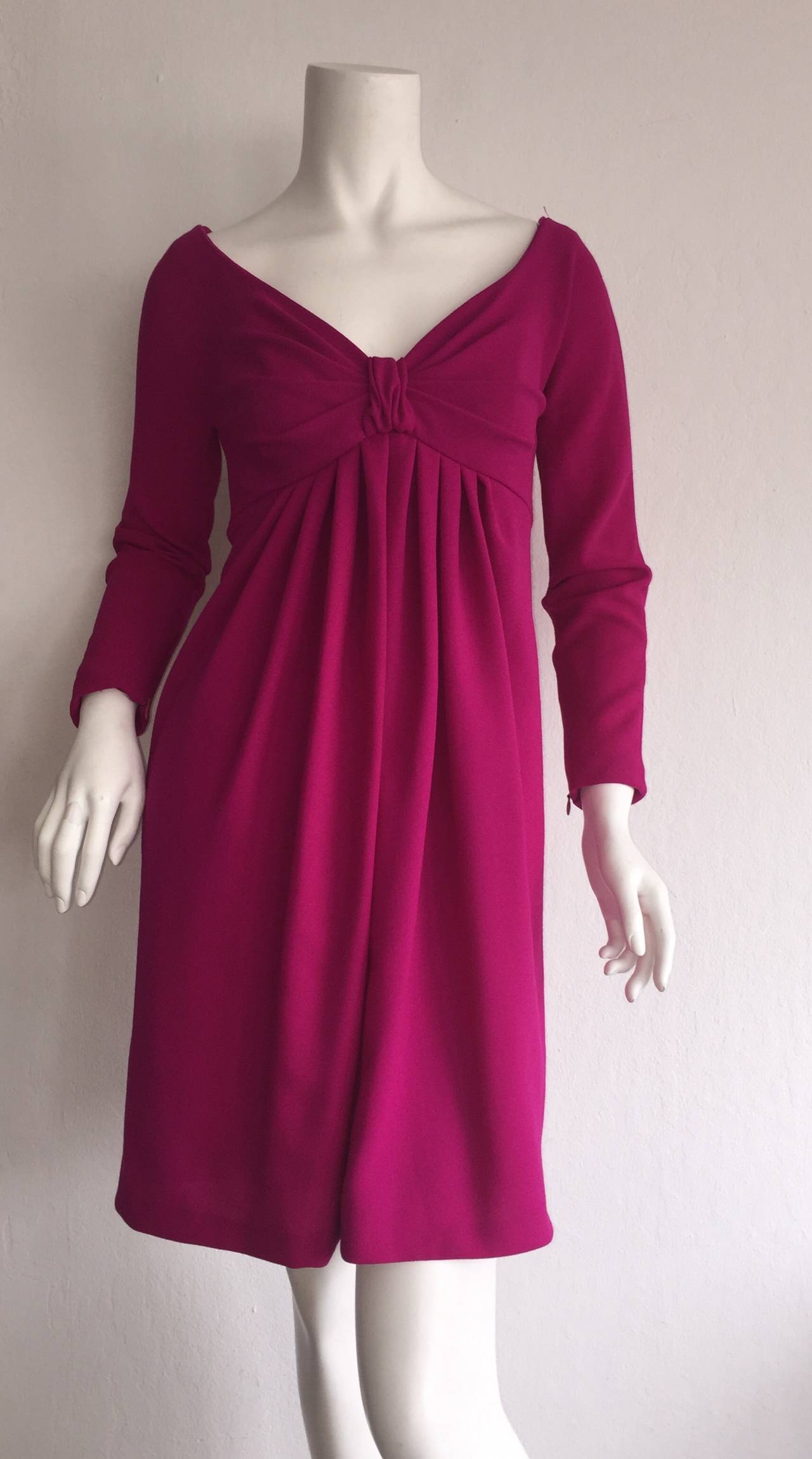 Women's Vintage Carolyne Roehm Neiman Marcus Fuchsia Pink Babydoll Cocktail Dress