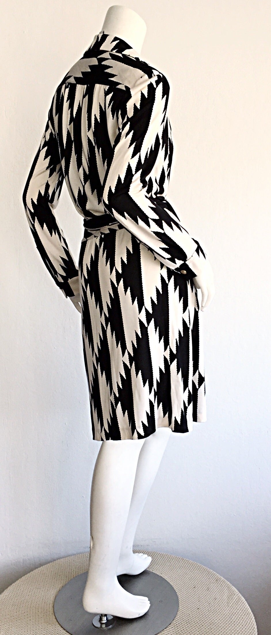 diane von furstenberg black and white wrap dress