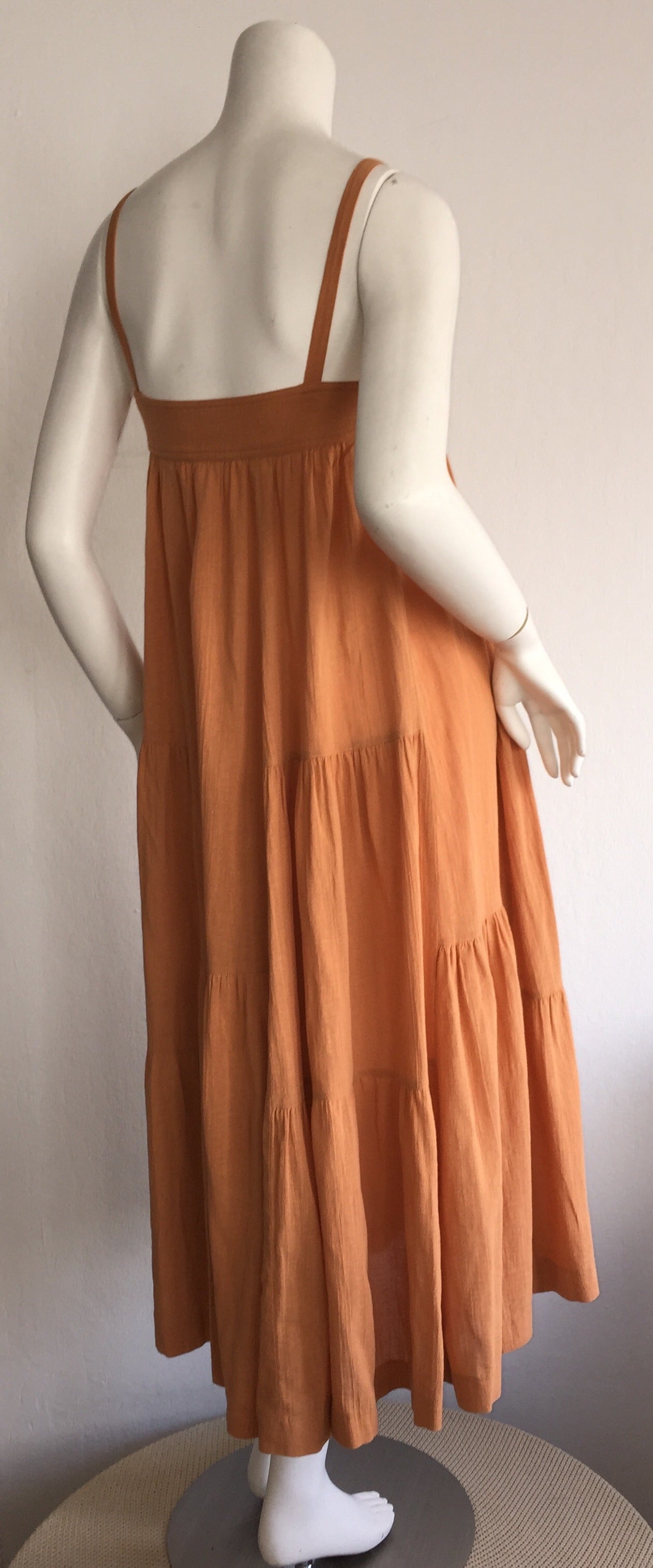Chic Vintage Cacharel Cotton Terra Cotta Patchwork French Sundress In Excellent Condition In San Diego, CA