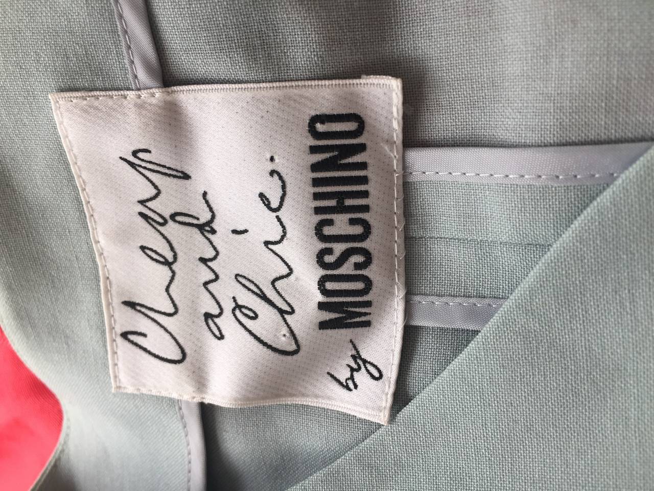 Incredible Vintage Moschino Cheap & Chic Light Blue Iconic ' Hearts ' Skirt Suit 1