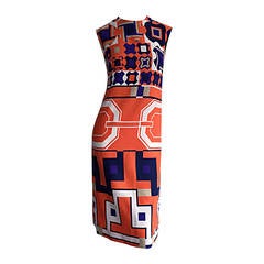 1960s Vintage Lanvin Op - Art Geometric Mod ' Buckle ' Print Shift 3 - D Dress 4