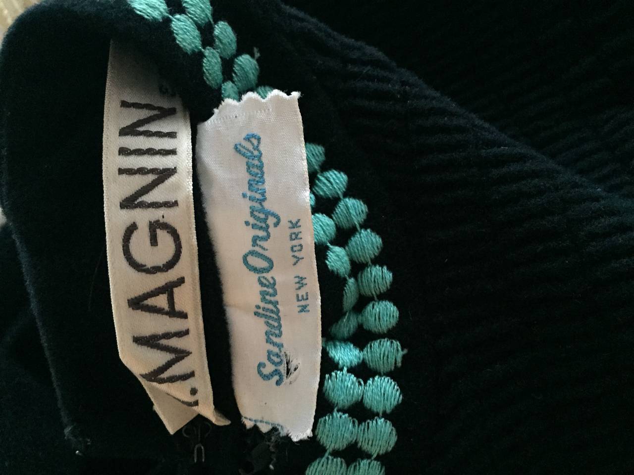 1970s Sandine Originals I. Magnin Black Embroidered Colorful Cotton Maxi Dress For Sale 4