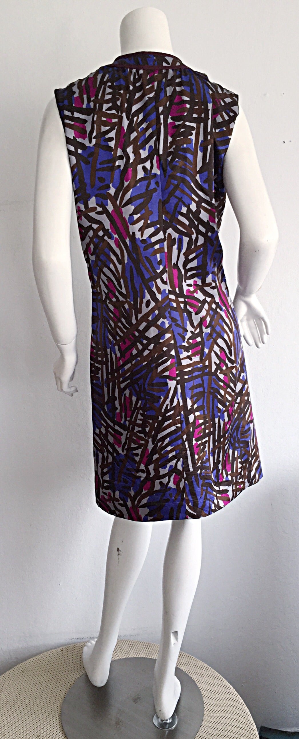 Incredible Vintage Yves Saint Laurent Rive Gauche Asian Graffiti Silk Dress 1