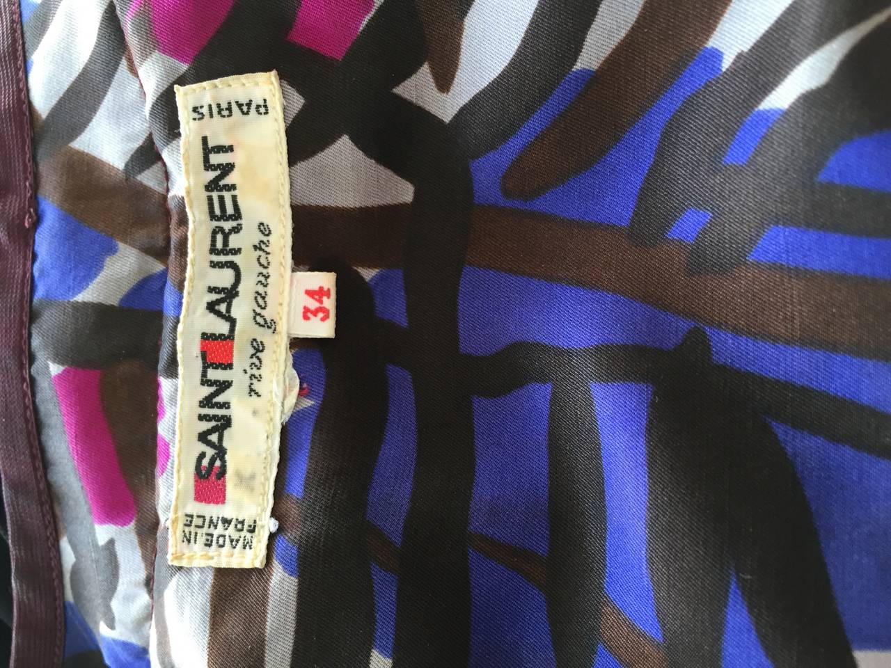 Incredible Vintage Yves Saint Laurent Rive Gauche Asian Graffiti Silk Dress 3