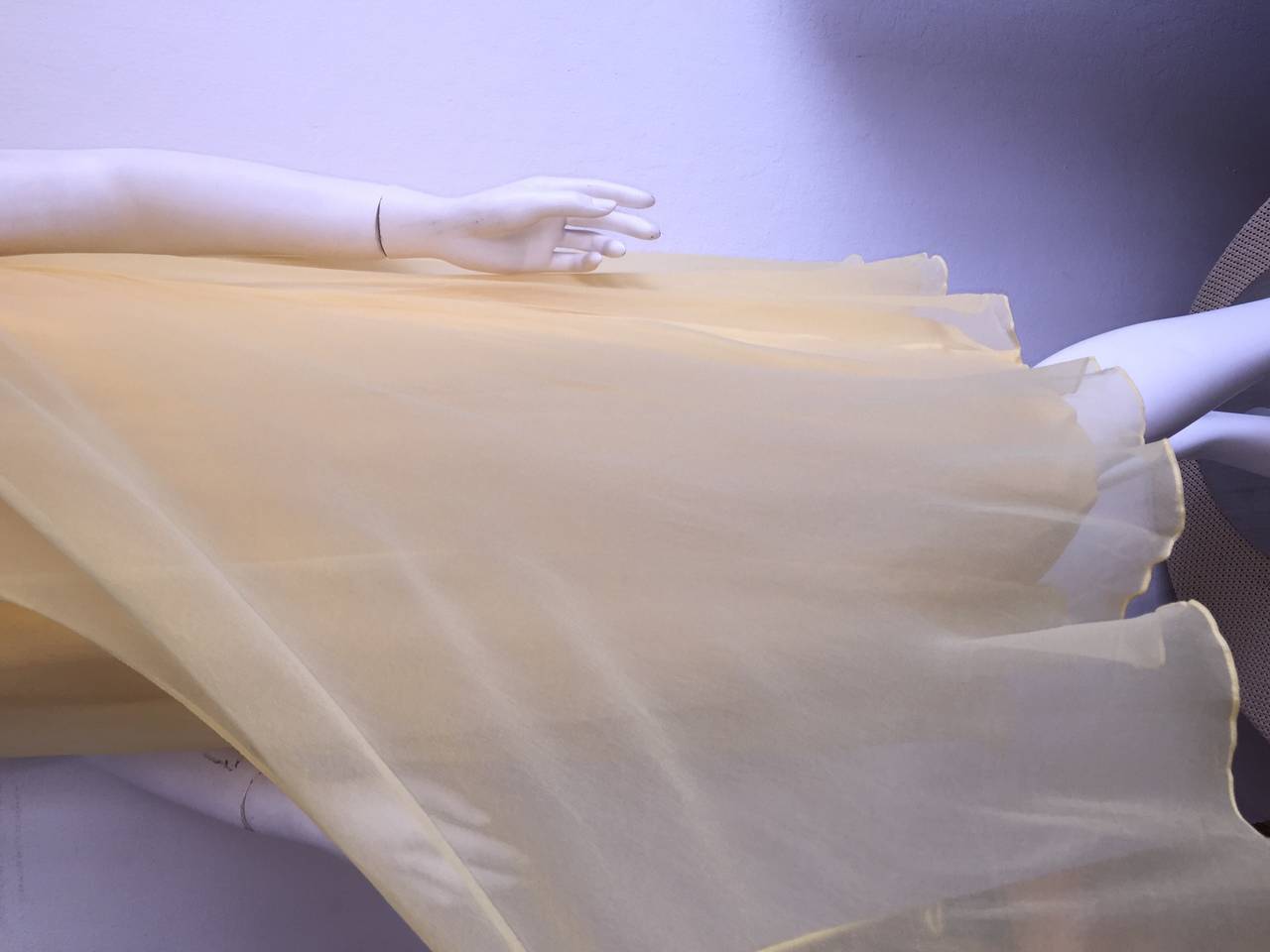 Beautiful 1960s Lisa Howard Canary Yellow Chiffon Babydoll Dress w/ Palliates 1