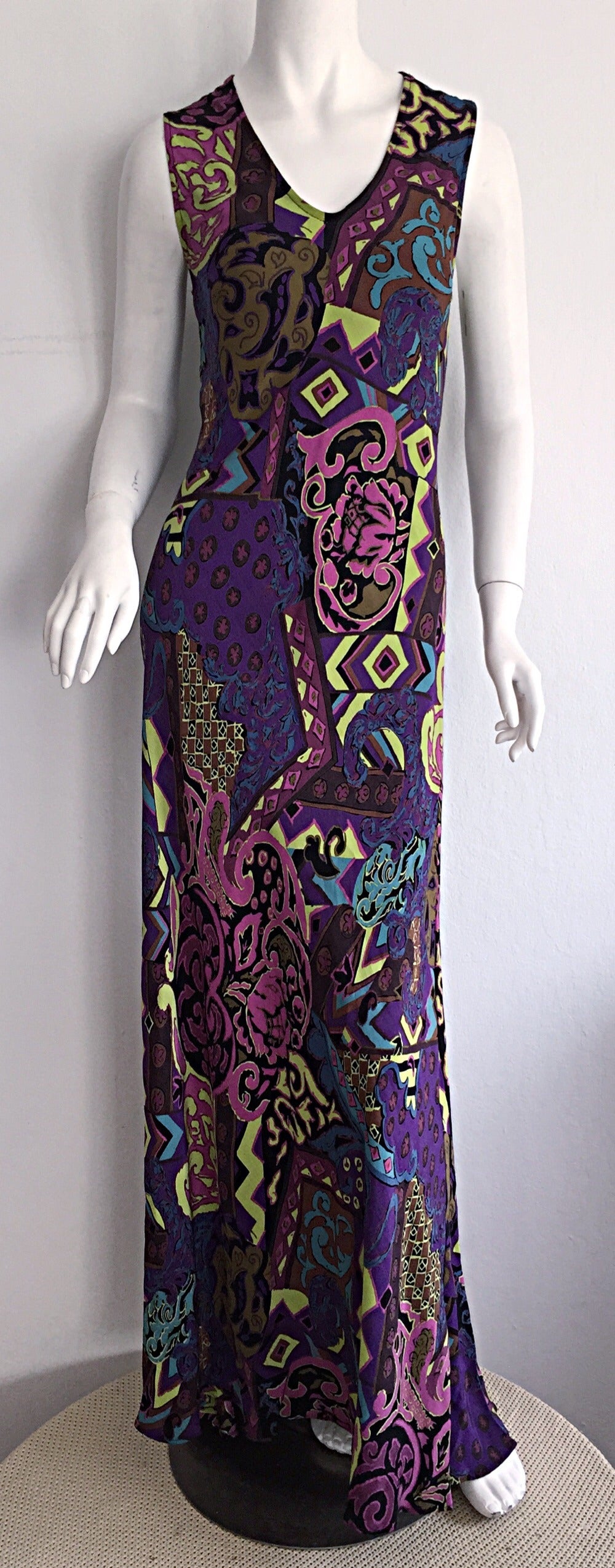 Simply amazing vintage Betsey Johnson maxi dress! Beautiful 'wallpaper' print throughout. 100% Rayon. Wonderful fit, that looks great alone, or with a belt. Perfect from day to night with sandals, wedges, or strappy heels. In great condition. Will