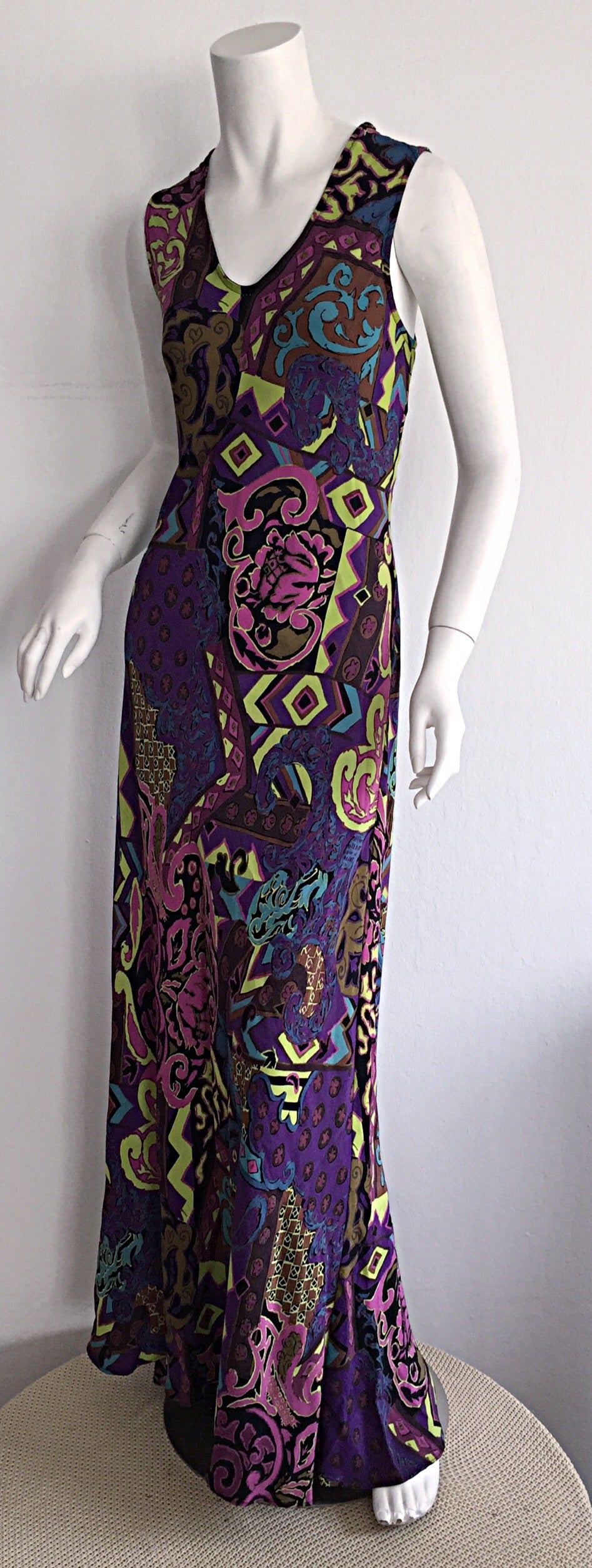 1990s Vintage Betsey Johnson ' Wallpaper ' Maxi Dress 2