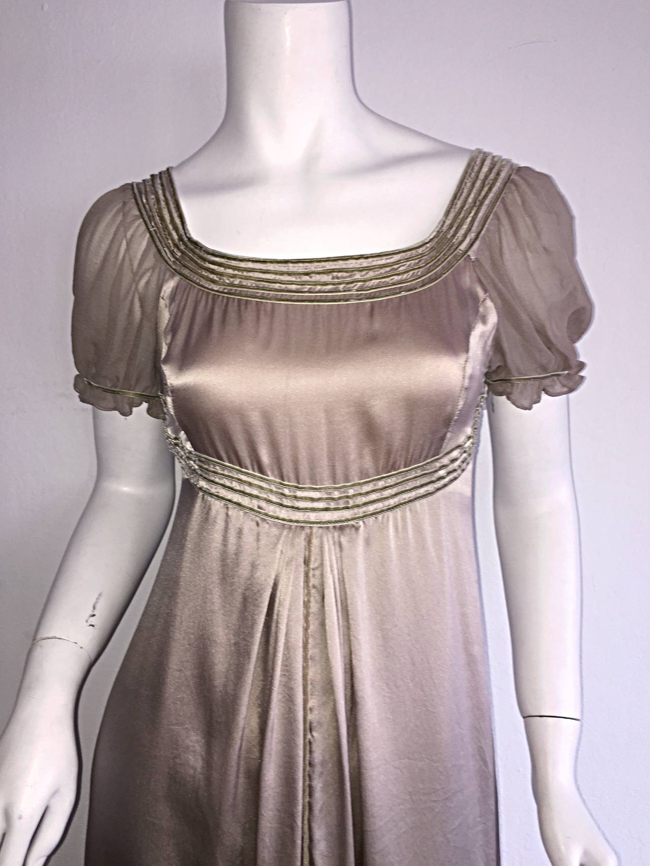 Gray Marc Jacobs Champagne Gold / Beige ' Fluid ' Silk Romantic Babydoll Dress For Sale