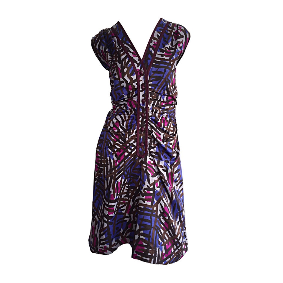 Incredible Vintage Yves Saint Laurent Rive Gauche Asian Graffiti Silk Dress