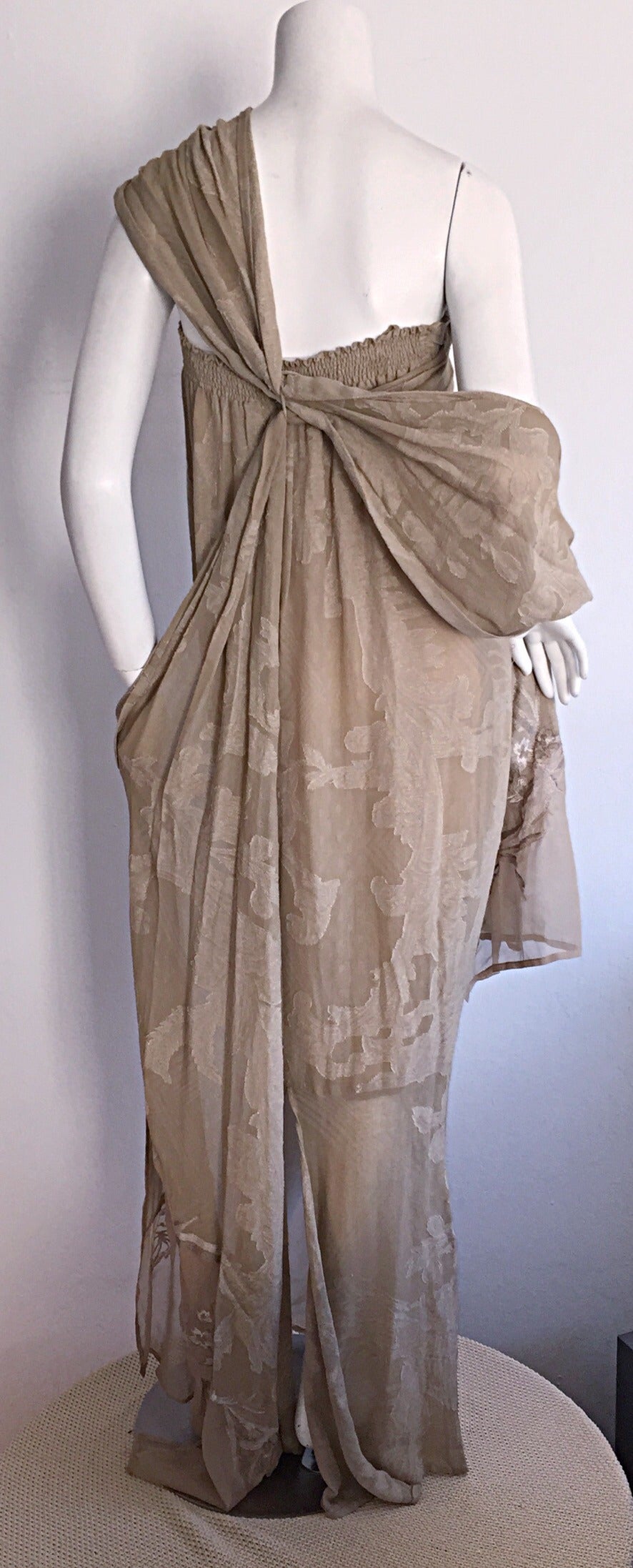 Extraordinary Vintage Gianfranco Ferre Cotton + Silk Grecian Goddess Gown In Excellent Condition In San Diego, CA