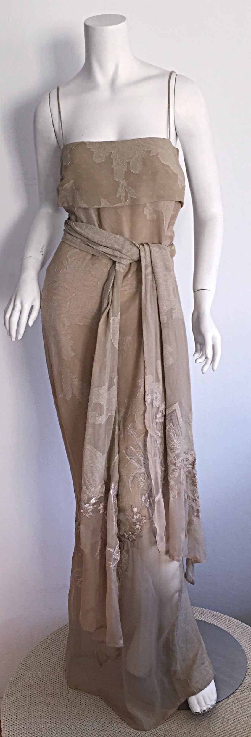 Women's Extraordinary Vintage Gianfranco Ferre Cotton + Silk Grecian Goddess Gown