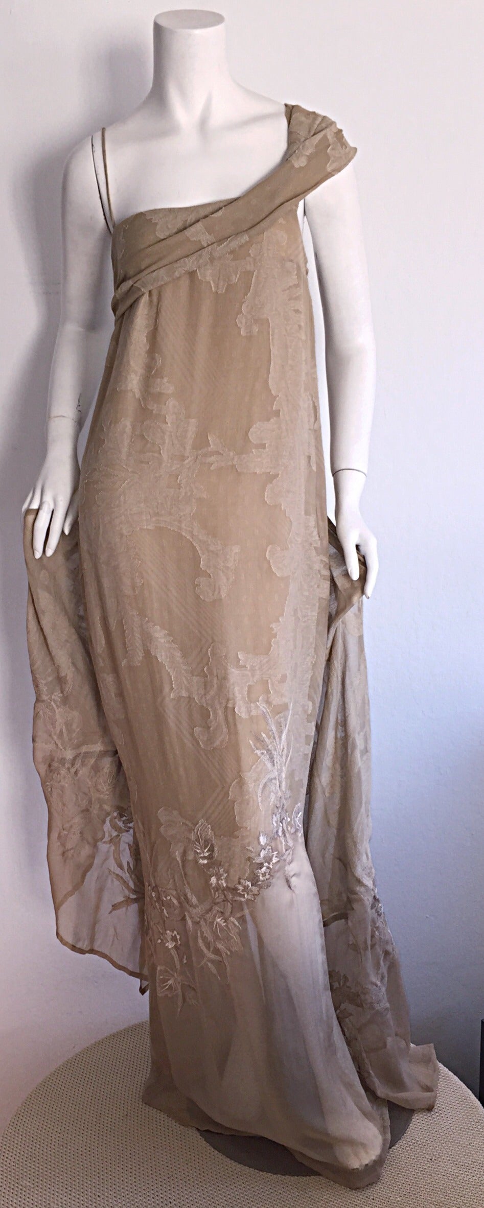 Extraordinary Vintage Gianfranco Ferre Cotton + Silk Grecian Goddess Gown 1