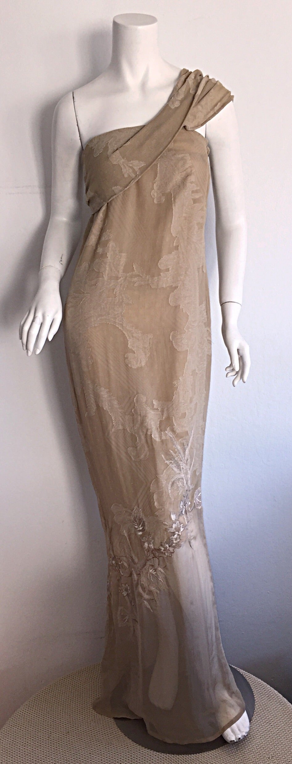 Extraordinary Vintage Gianfranco Ferre Cotton + Silk Grecian Goddess Gown 3
