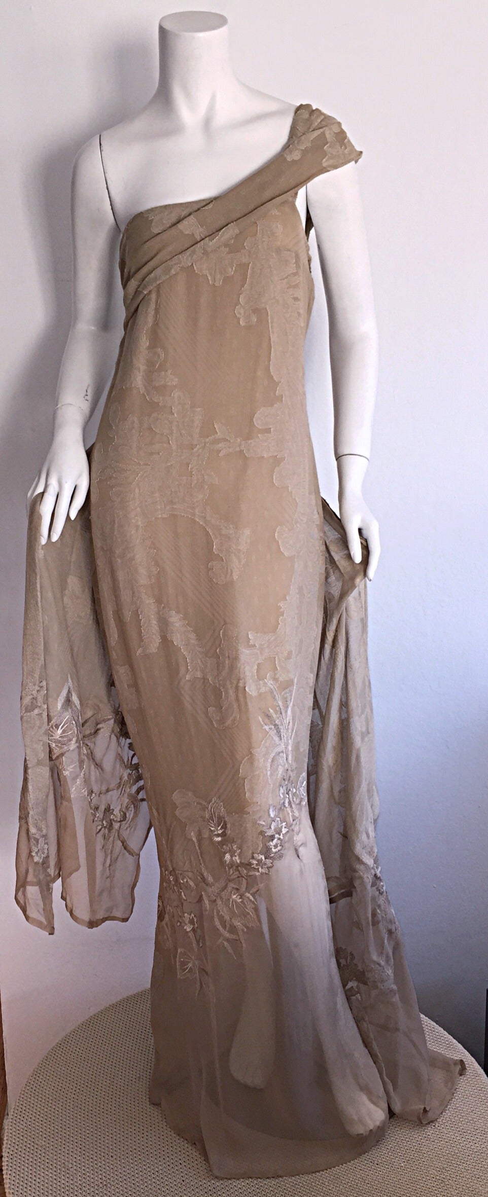 Extraordinary Vintage Gianfranco Ferre Cotton + Silk Grecian Goddess Gown 5