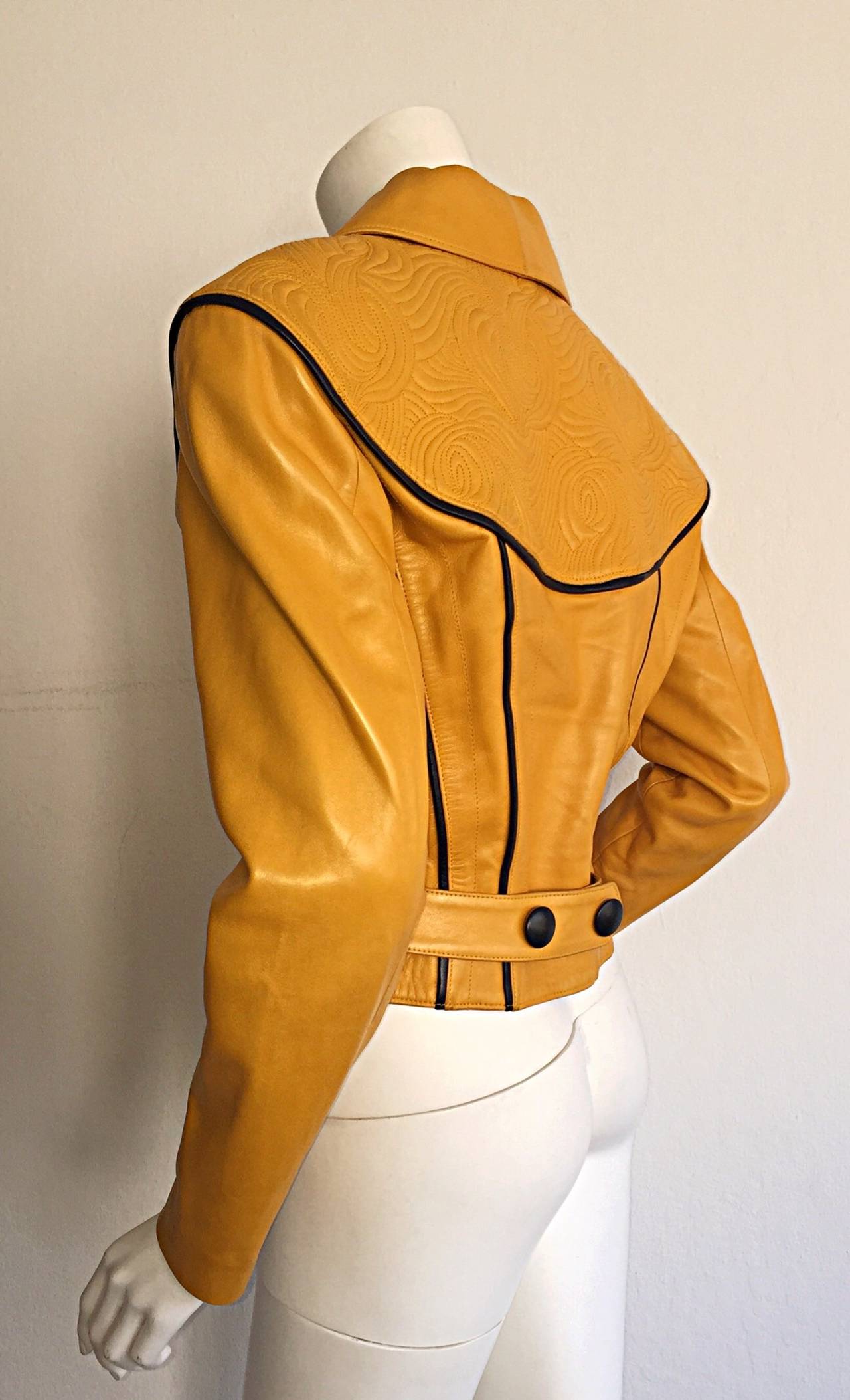 Rare Vintage Jean Claude Jitrois Mustard Yellow Butter Soft Leather Jacket 1