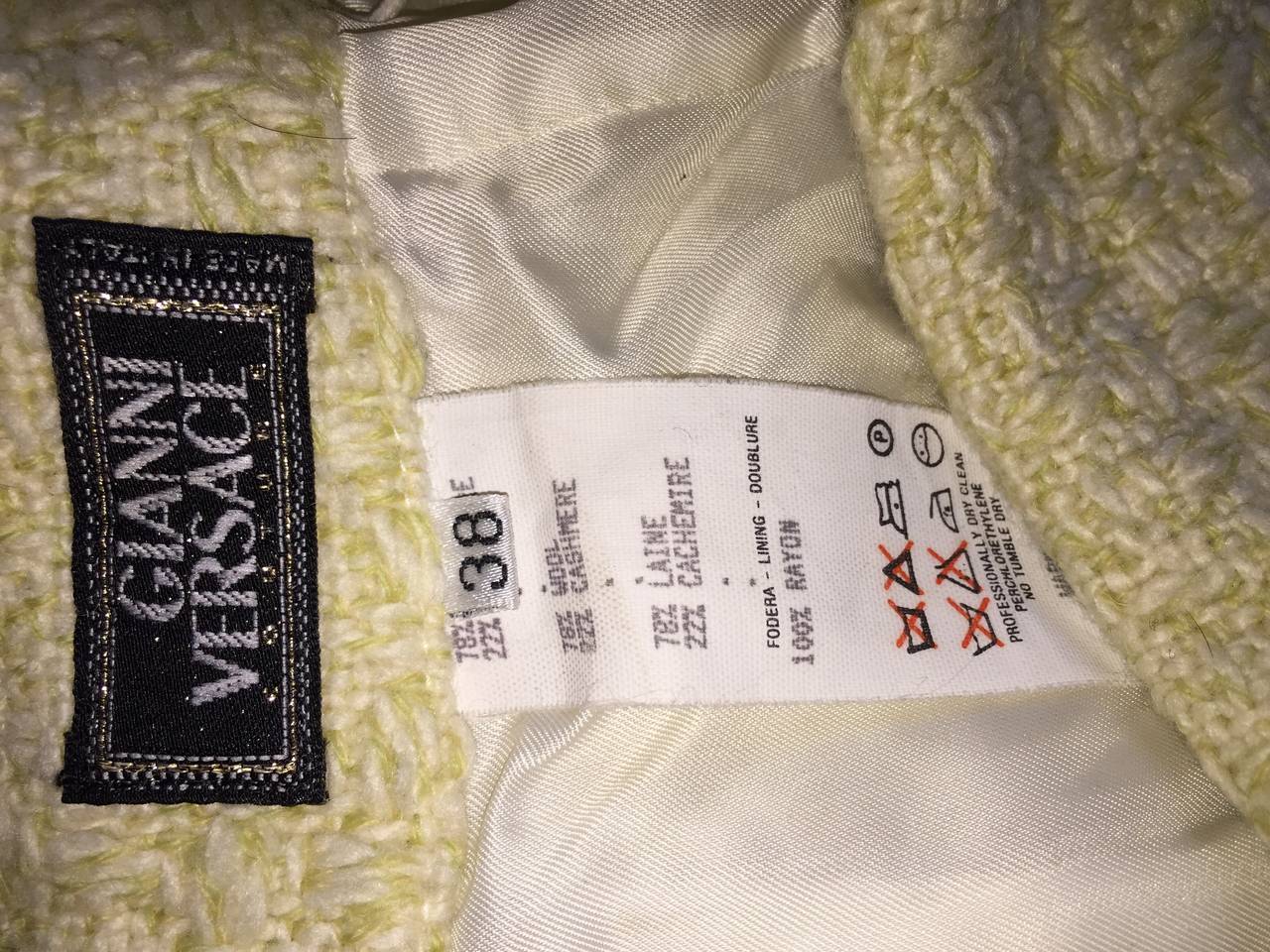 Vintage Gianni Versace Couture 1990s Sexy Ivory Off - White Cashmere Mini Skirt 2