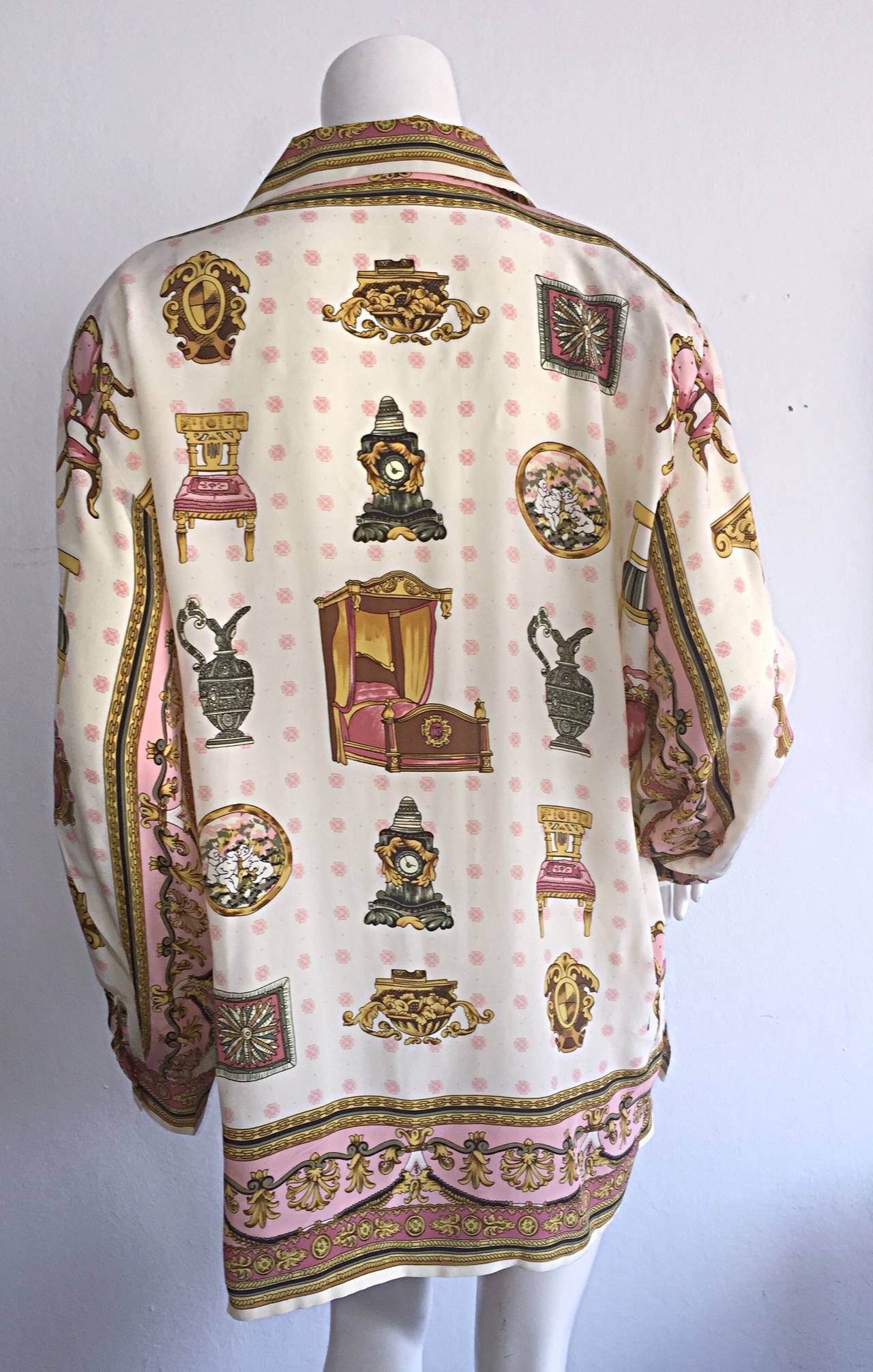 De las mujeres Increíble ' Alteza Real ' Blusa / Top Vintage de los 90 de seda abotonada con botones en venta
