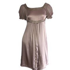 Marc Jacobs - Robe babydoll romantique en soie champagne dorée/beige fluide