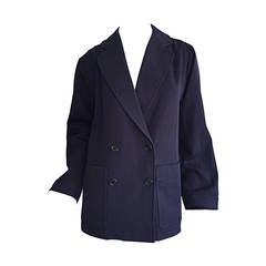 Classic 1960s 1970s Vintage Yves Saint Laurent " Rive Gauche " Navy Swing Coat