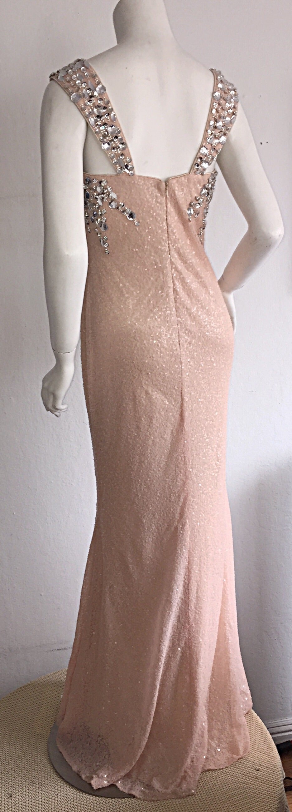 De las mujeres Impresionante Vestido de Sirena Vintage Rosa con Lentejuelas y Cristales a Medida de Principios de los 90 en venta