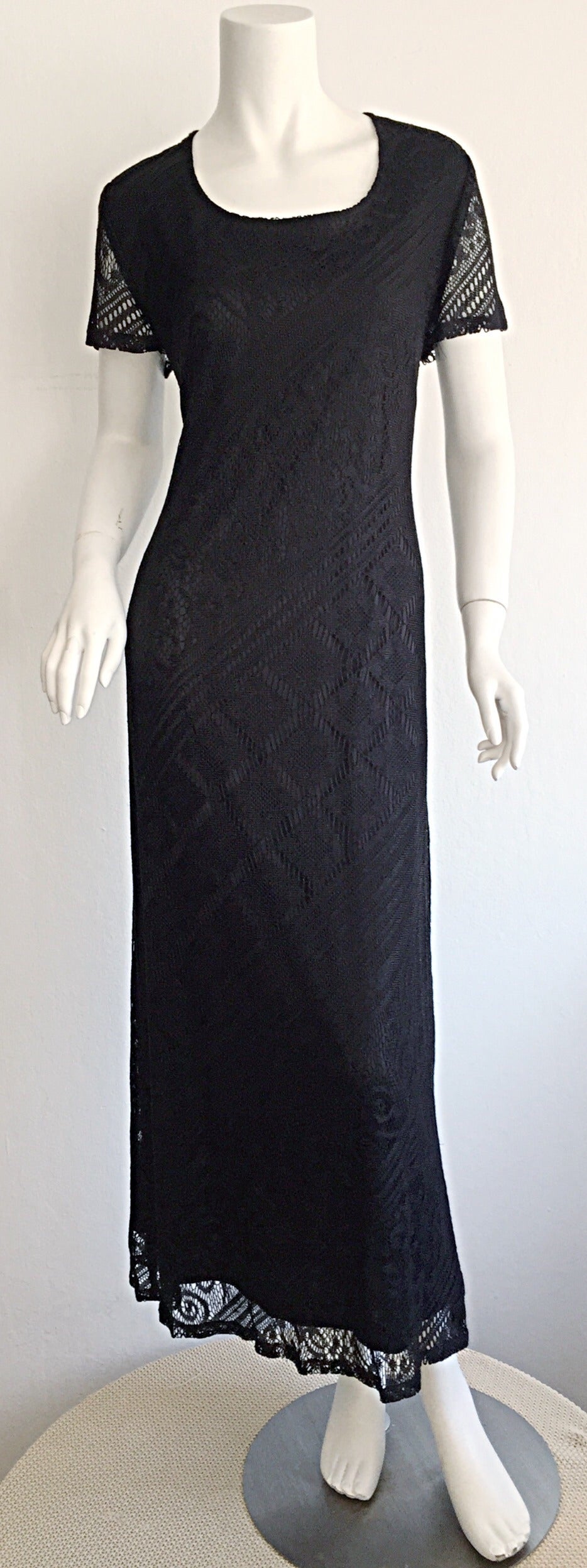 Giorgio d' Sant Angelo Black Lace ' Flapper ' Style Dress In Excellent Condition For Sale In San Diego, CA