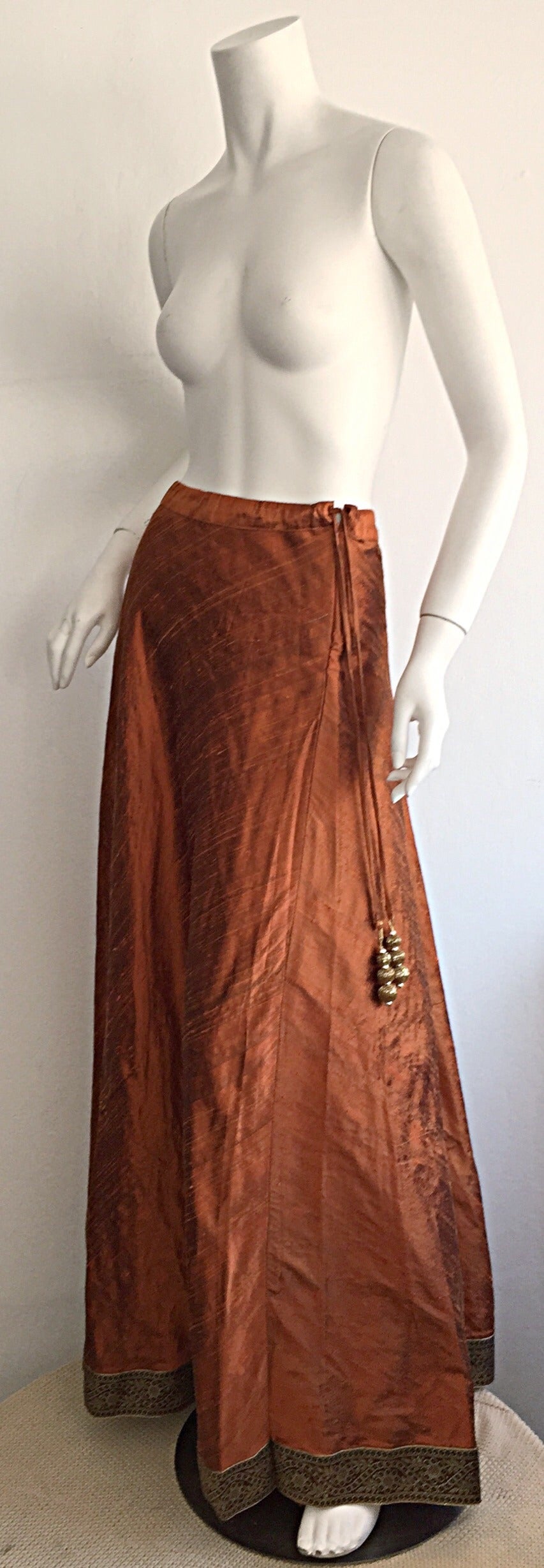 burnt orange long skirt