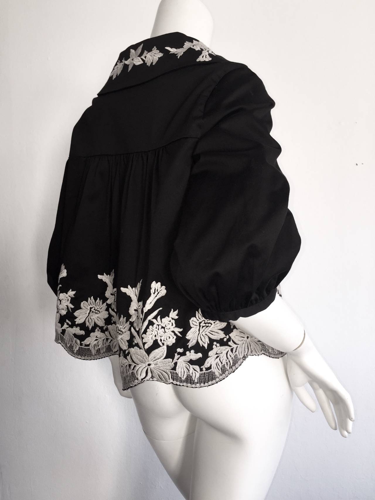 Women's Wonderful Marc Jacobs Black + White Floral Cotton Trapeze / Swing Jacket