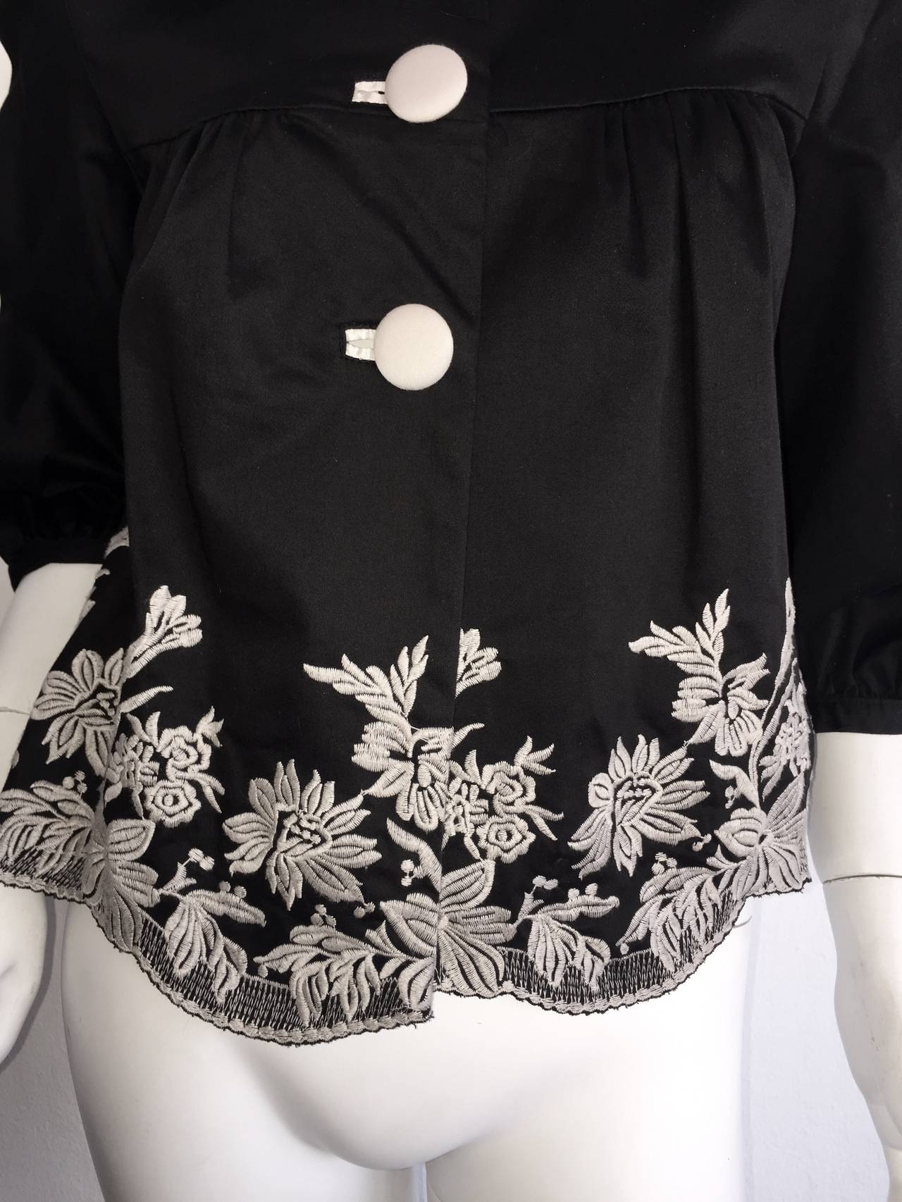 Wonderful Marc Jacobs Black + White Floral Cotton Trapeze / Swing Jacket 2