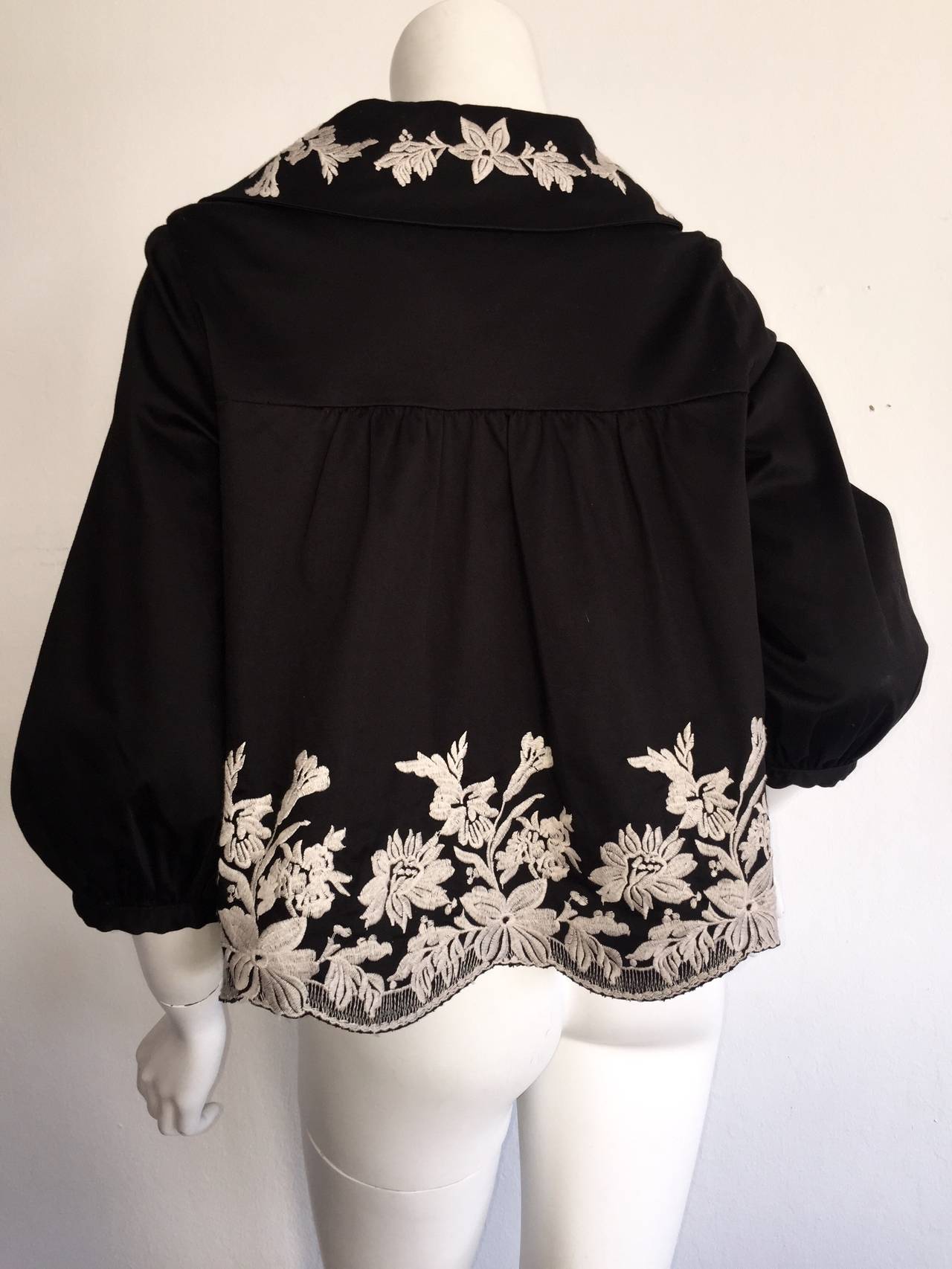 Wonderful Marc Jacobs Black + White Floral Cotton Trapeze / Swing Jacket 3