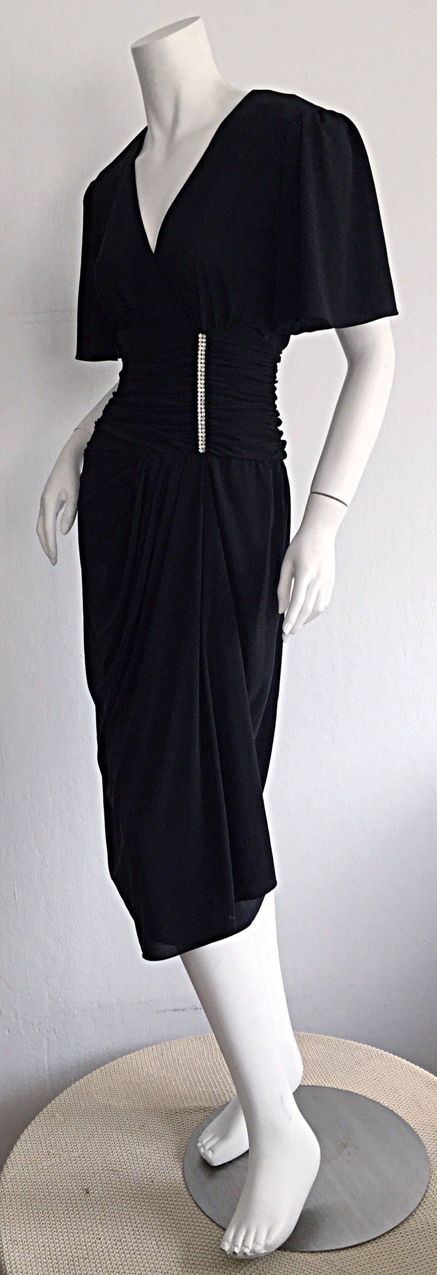 Gorgeous Vintage Neiman Marcus 1940s Style Classic Black Dress w ...