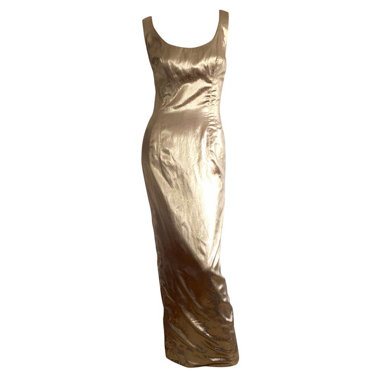Bombshell 1950s Mr Blackwell 50s Vintage Couture Gold Metallic Wiggle ...