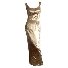 Bombshell 1950s 1960s Mr. Blackwell Custom Couture Gold Metallic Wiggle Dress 2