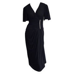 Gorgeous Vintage Neiman Marcus 1940s Style Classic Black Dress w/ Rhinestones