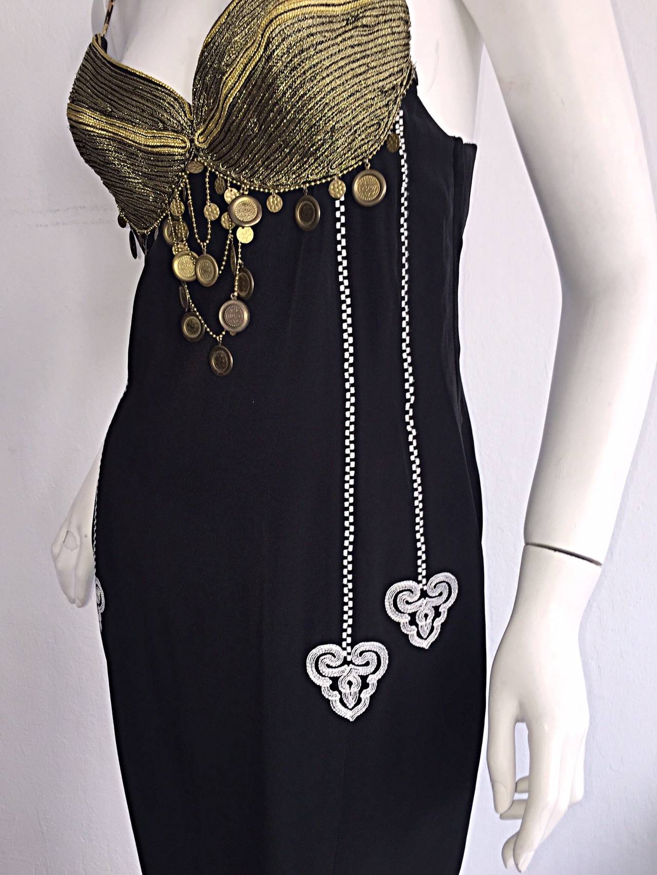Women's Super Rare Vintage Future Rifat Ozbek Sexy Ethnic Black Coin Dress For Sale