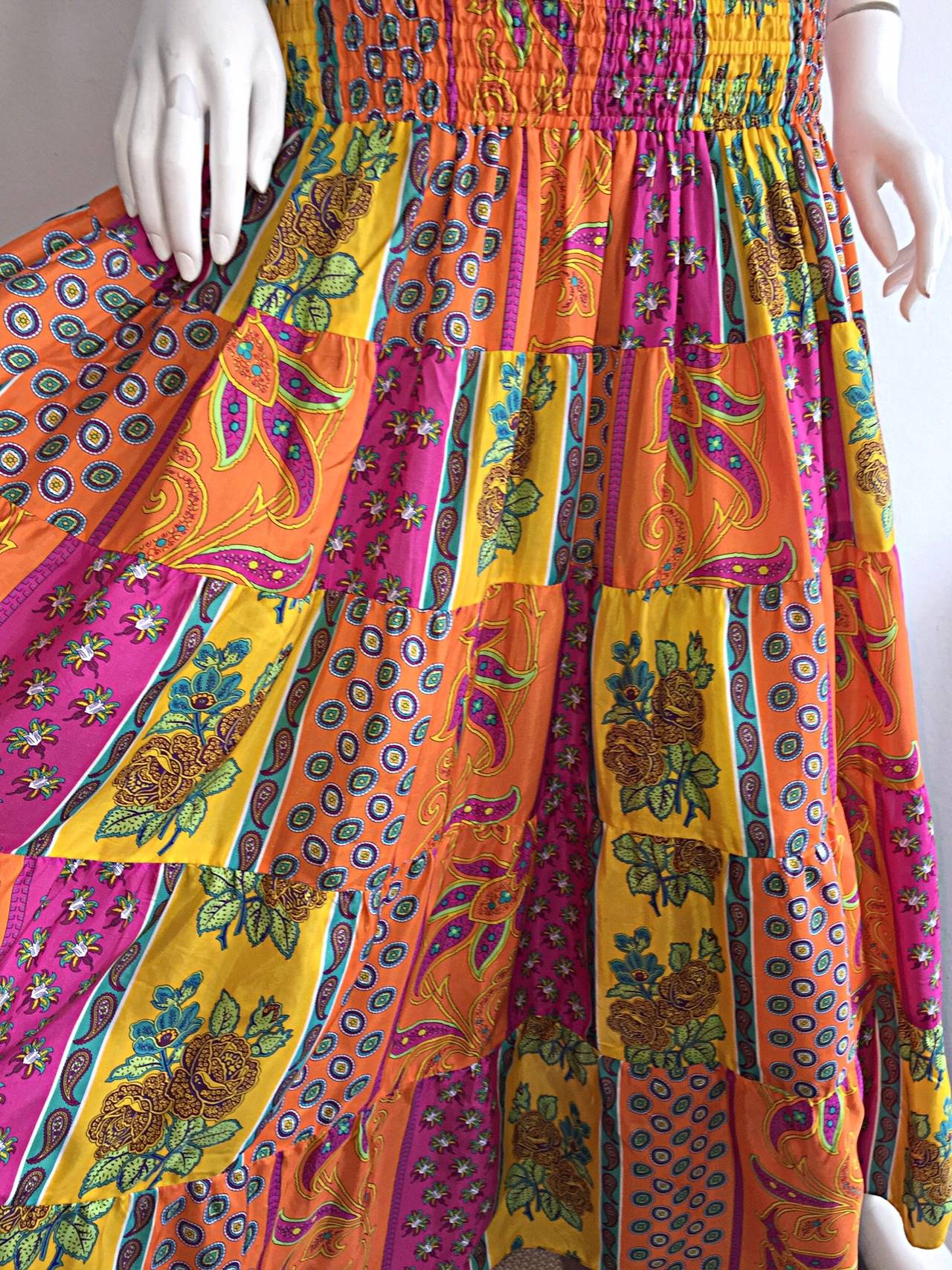 Amazing Ralph Lauren Black Label Flowers + Paisley Patchwork Maxi Skirt / Dress In Excellent Condition In San Diego, CA