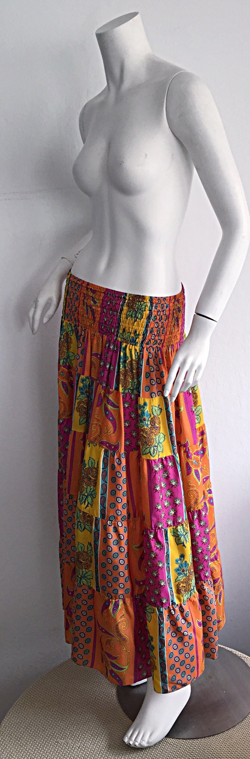 Women's Amazing Ralph Lauren Black Label Flowers + Paisley Patchwork Maxi Skirt / Dress