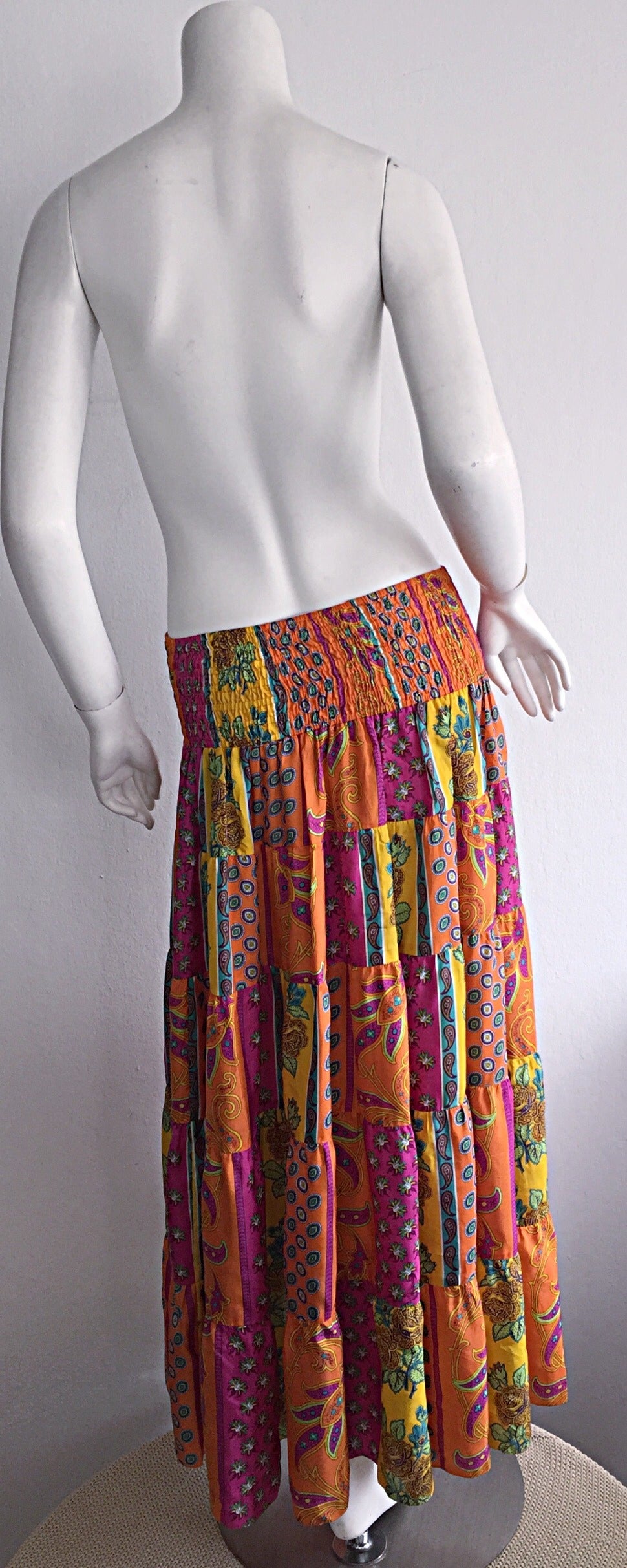 Amazing Ralph Lauren Black Label Flowers + Paisley Patchwork Maxi Skirt / Dress 2
