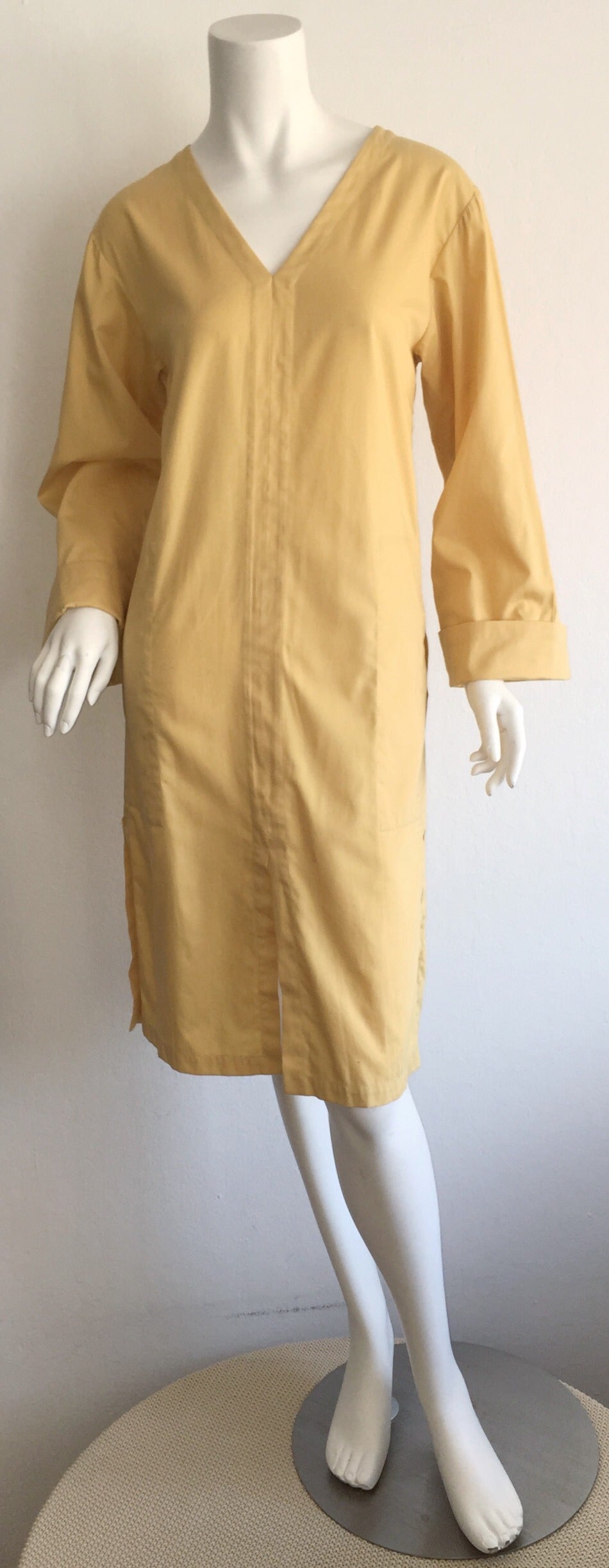 Women's Vintage Yves Saint Laurent ' Rive Gauche ' Yellow Cotton Tunic Dress YSL For Sale