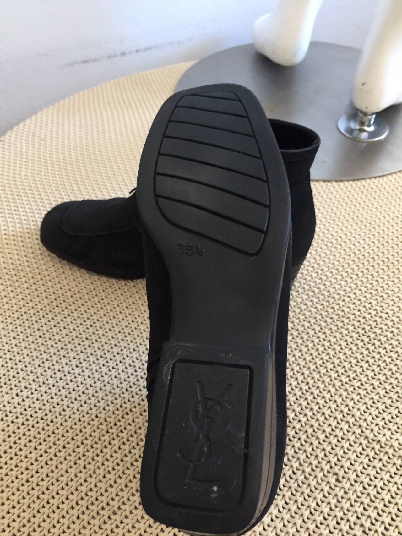 1960s Vintage Yves Saint Laurent Black Logo Mod Booties Boots Shoes Rare 5.5 5